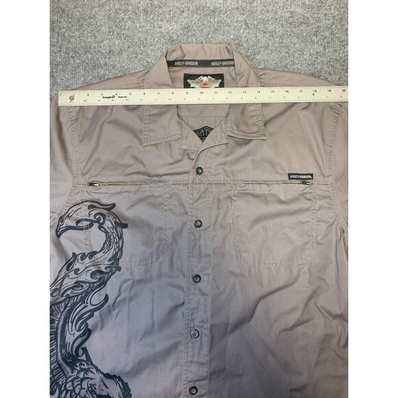 harley-davidson men's large button down shirt grey - Picture 4 of 8